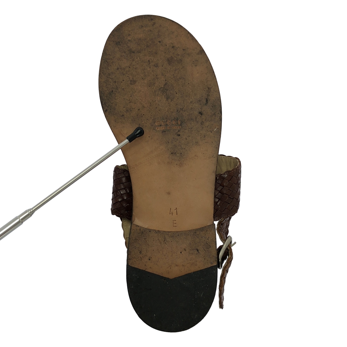 GUCCI / グッチ 編み込み メッシュ レザー ビット ストラップ サンダル シューズ