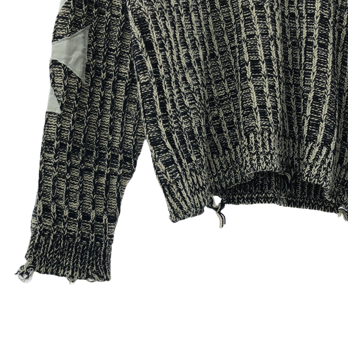 その他 コットン ダメージ加工 パッチ オーバー ニット