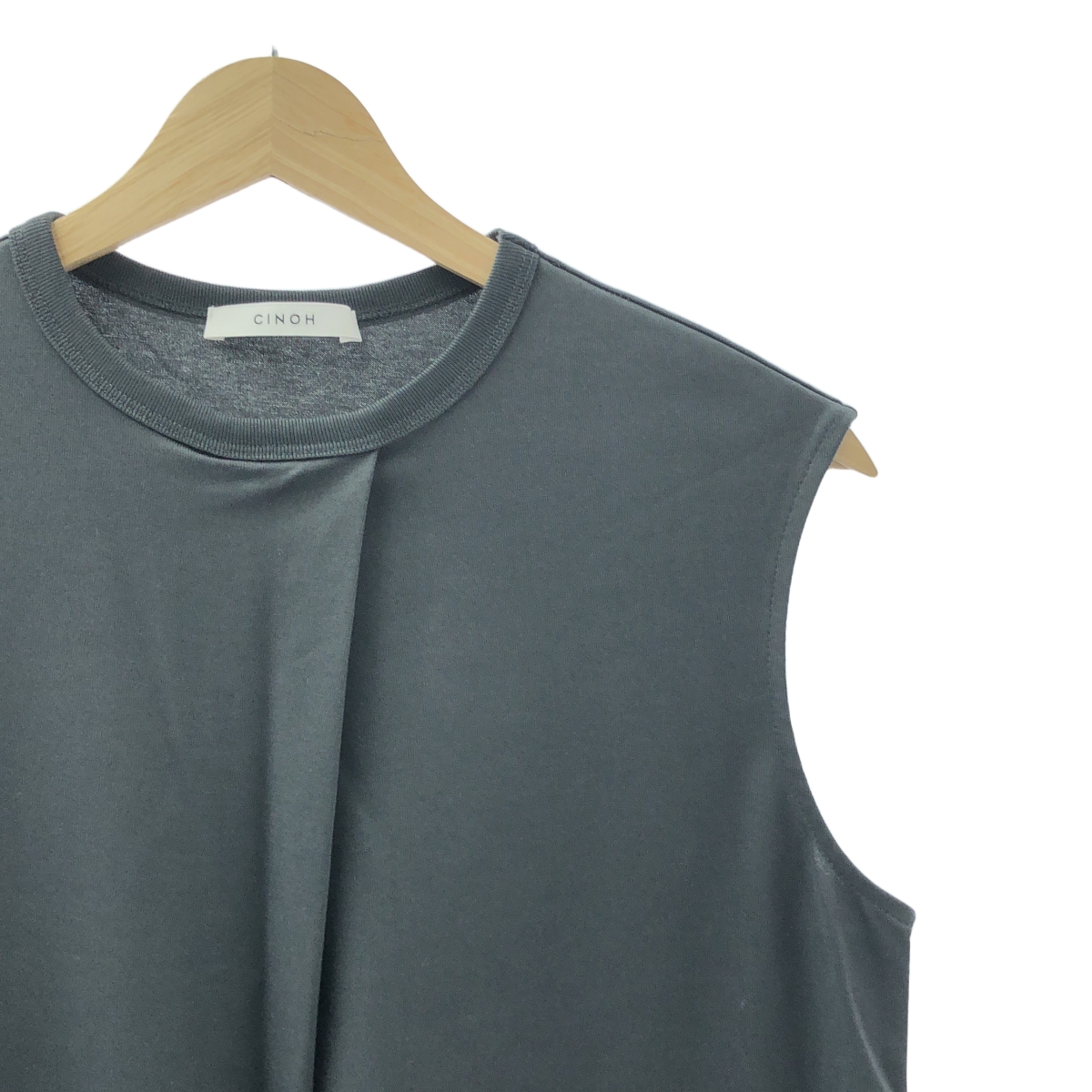 CINOH / チノ サテンポケット ノースリーブ コットン カットソーワンピース
