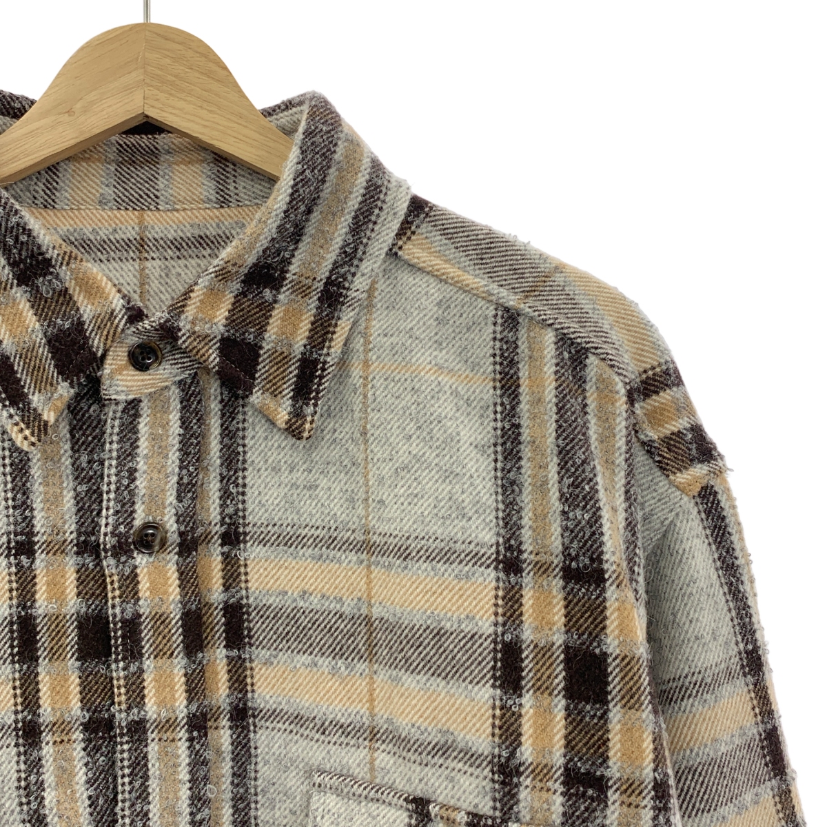 URU / ウル REGULAR COLLAR L/S SHIRTS ウール アルパカ チェック シャツ