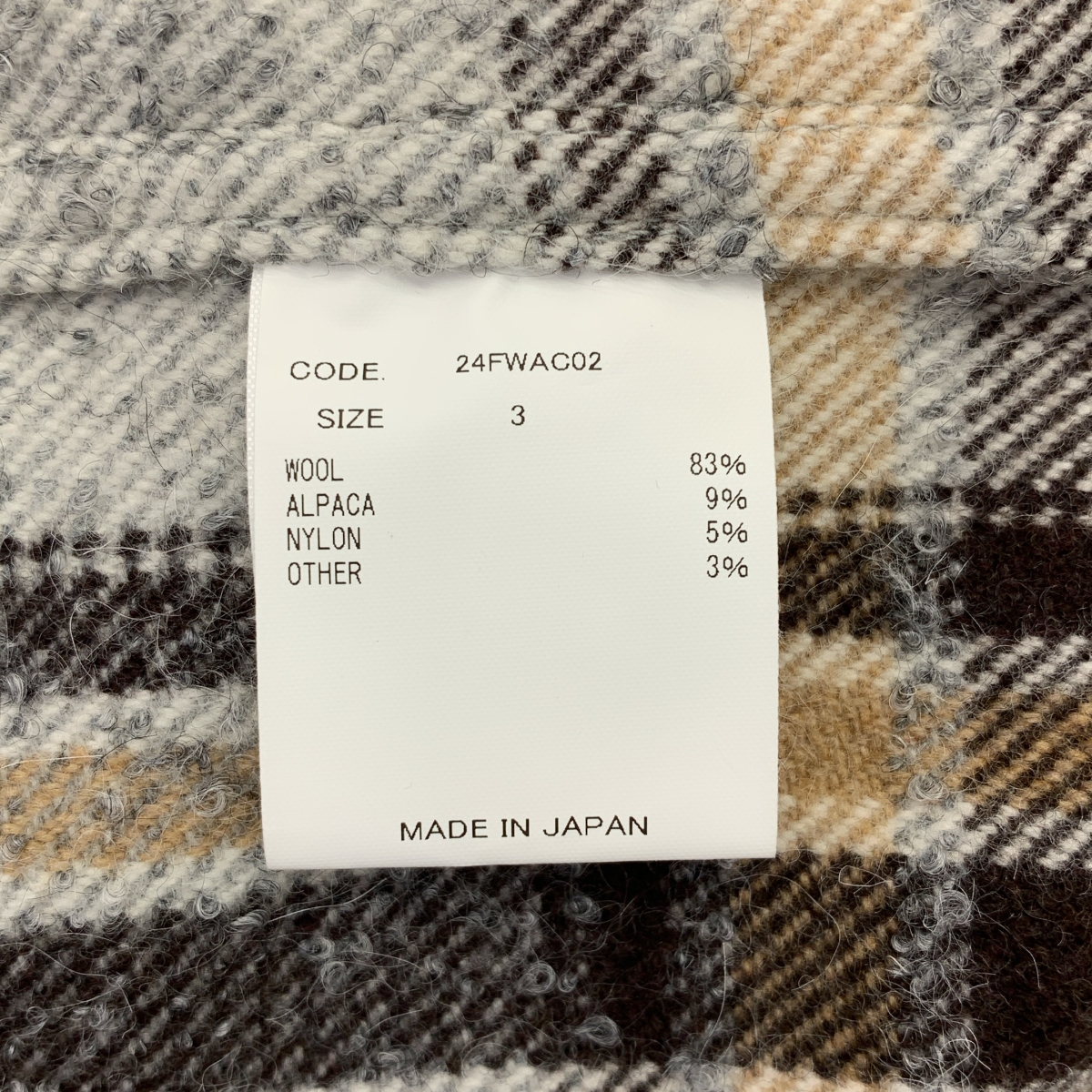 URU / ウル REGULAR COLLAR L/S SHIRTS ウール アルパカ チェック シャツ