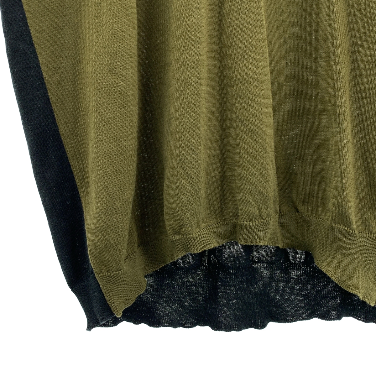 UMA WANG / ユマワン シルク コットン バイカラー ニット カットソー