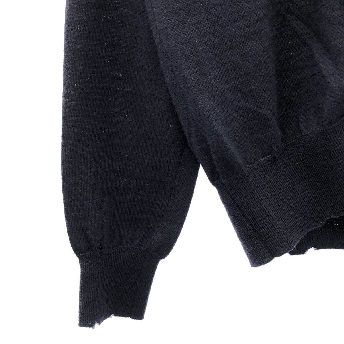 Maison Margiela / メゾンマルジェラ キャット エンブロイダリー ダメージ加工 Vネック カーディガン