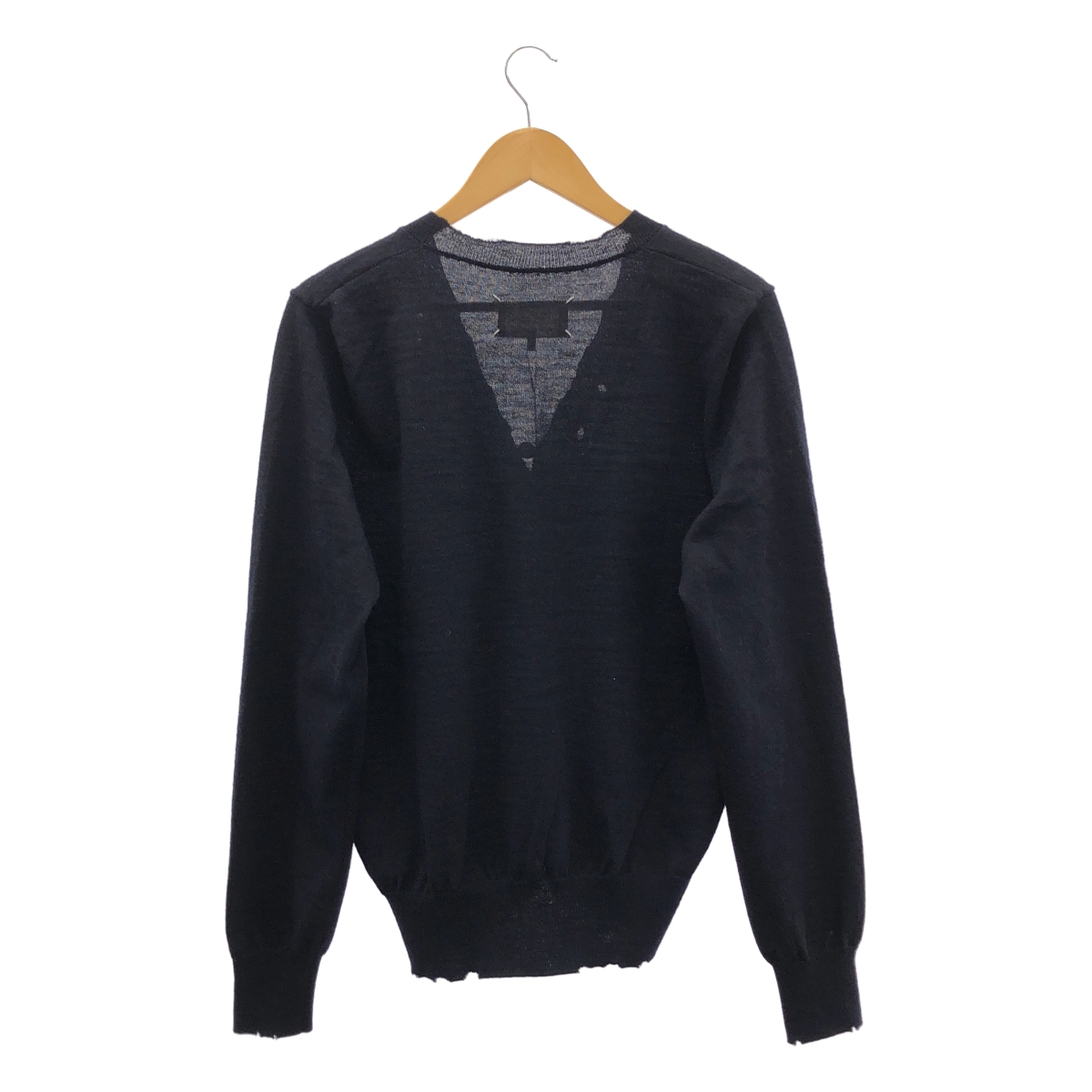 Maison Margiela / メゾンマルジェラ キャット エンブロイダリー ダメージ加工 Vネック カーディガン