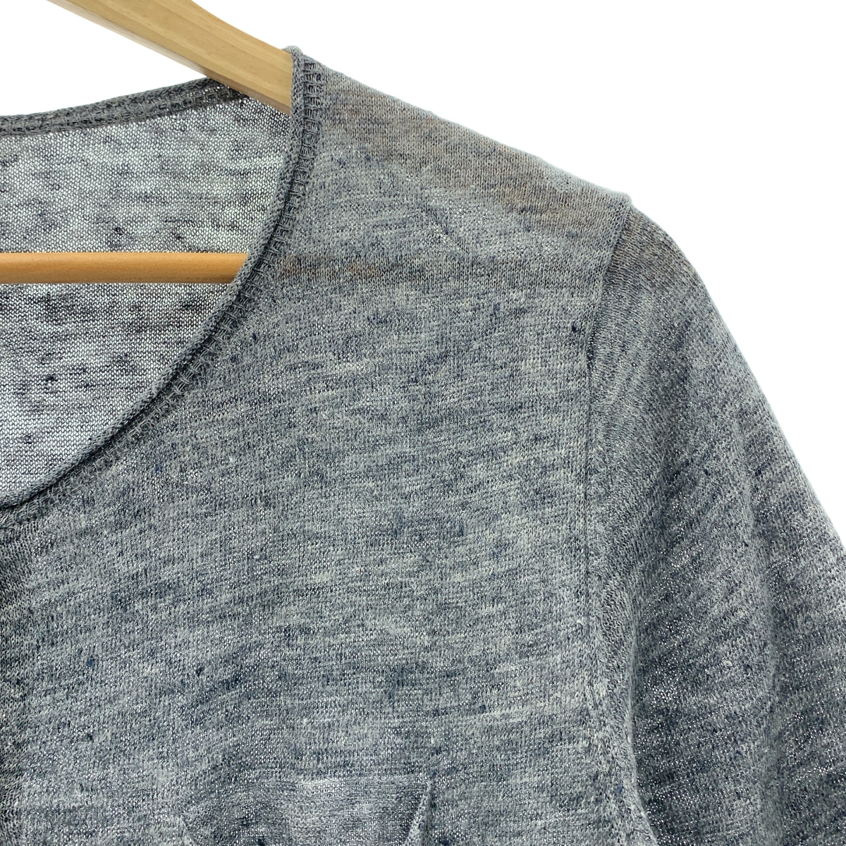 MARGARET HOWELL / マーガレットハウエル リネン クルーネック 半袖カーディガン