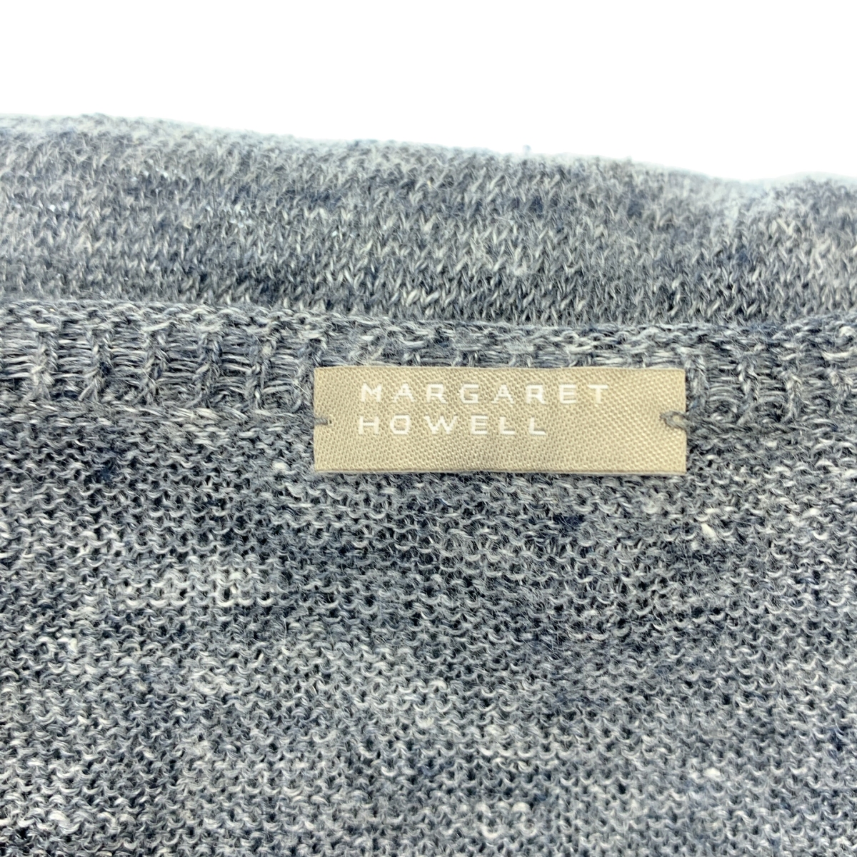 MARGARET HOWELL / マーガレットハウエル リネン クルーネック 半袖カーディガン