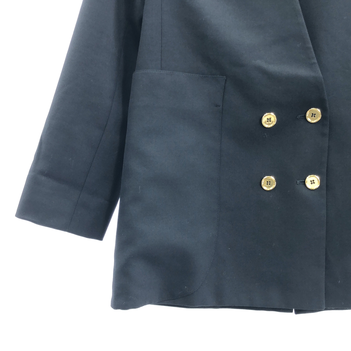 PATOU / パトゥ 金ボタン ノーカラー ダブルジャケット / 総裏地