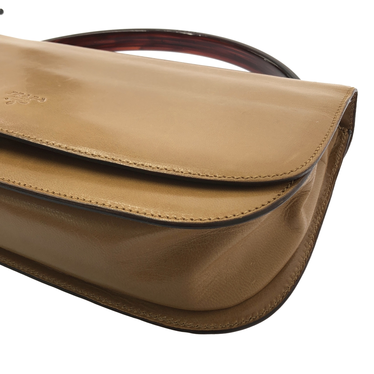 PRADA / プラダ MADRAS BACHEL / レザー ロゴ フラップハンドバッグ