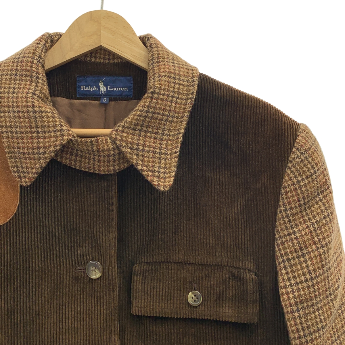 RALPH LAUREN / ラルフローレン コーデュロイ スエード 切替 千鳥格子 ハンティング ジャケット