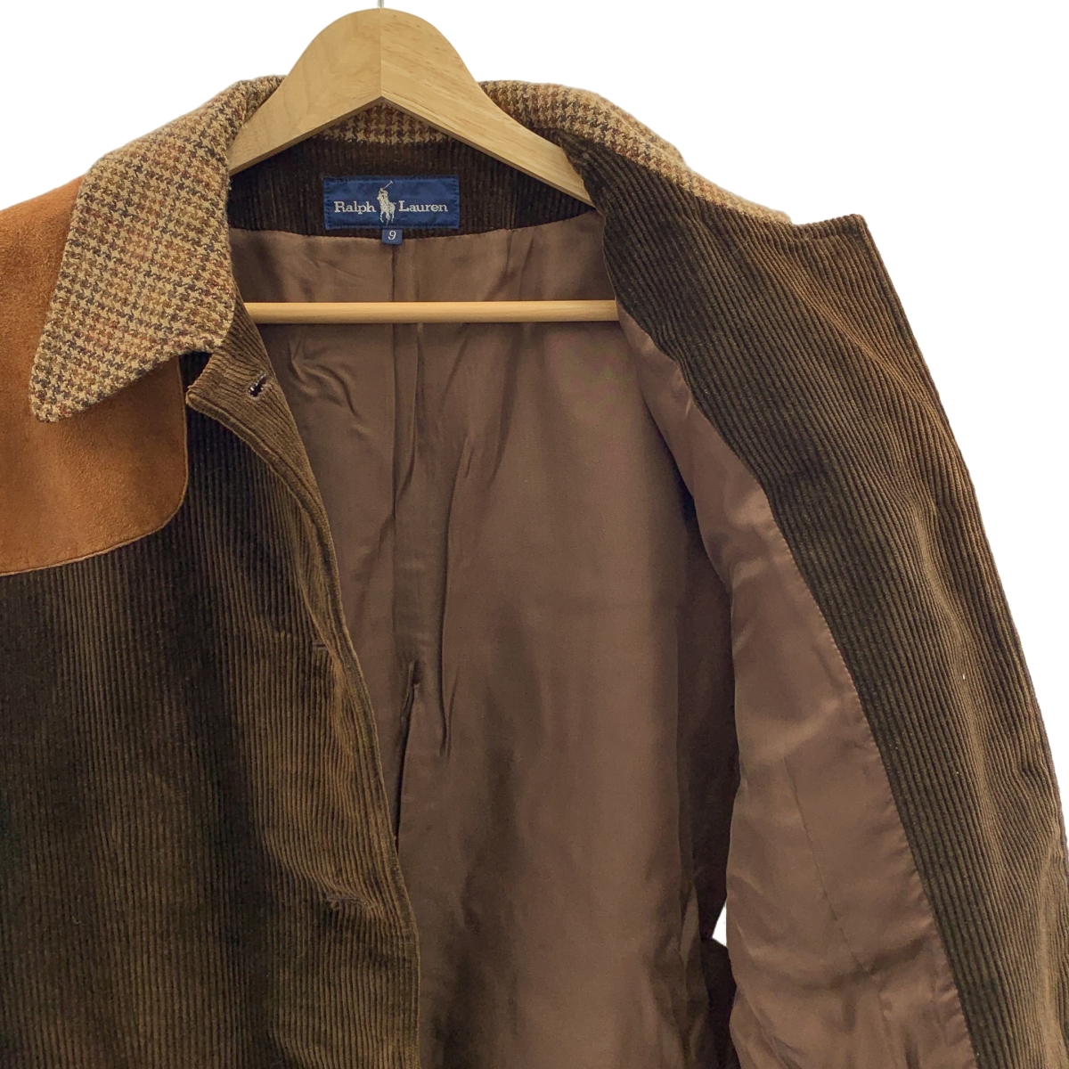 RALPH LAUREN / ラルフローレン コーデュロイ スエード 切替 千鳥格子 ハンティング ジャケット