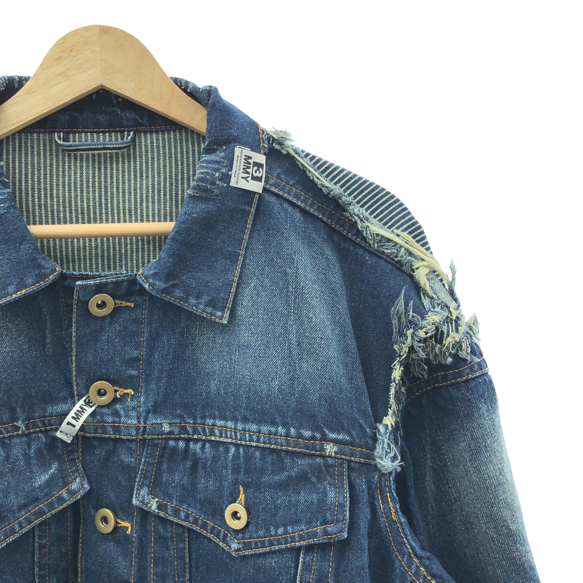 Maison MIHARA YASUHIRO / メゾンミハラヤスヒロ カットオフ加工 ヒッコリーデニム 切替 トラッカージャケット