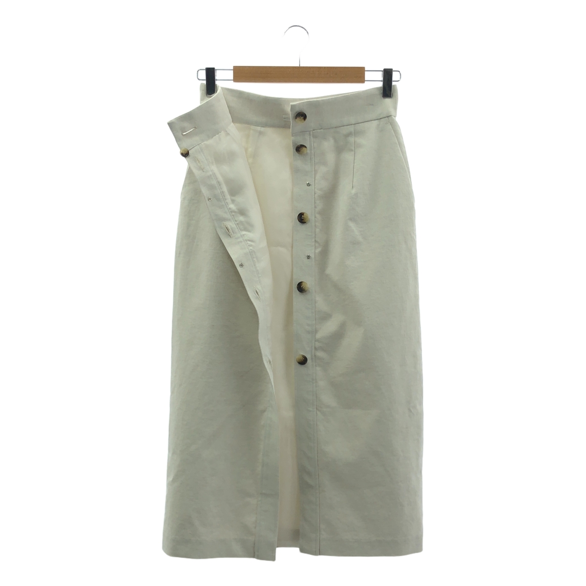 A PUPIL / アピューピル コットン リネン フロントボタン ロングスカート / 総裏地