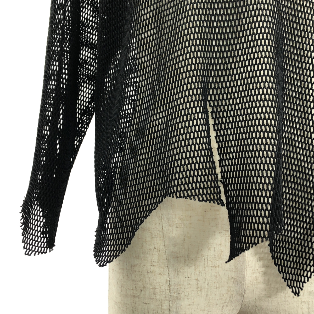 BLACK COMME des GARCONS / ブラックコムデギャルソン ポリエステル 変形 メッシュ クルーネック Tシャツ カットソー
