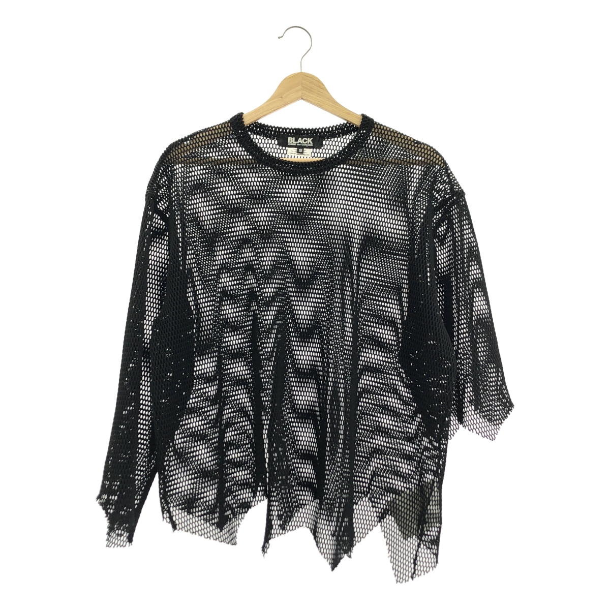 BLACK COMME des GARCONS / ブラックコムデギャルソン ポリエステル 変形 メッシュ クルーネック Tシャツ カットソー