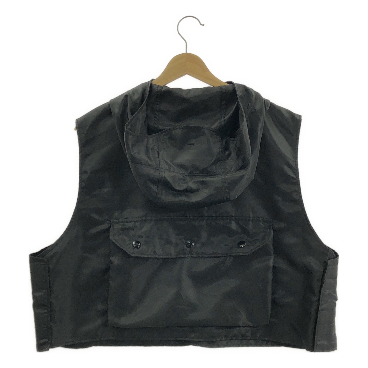 Engineered Garments / エンジニアドガーメンツ HOODED SHORT VEST BLACK POLYESTER PILOT TWILL フーデッド ショート ベスト