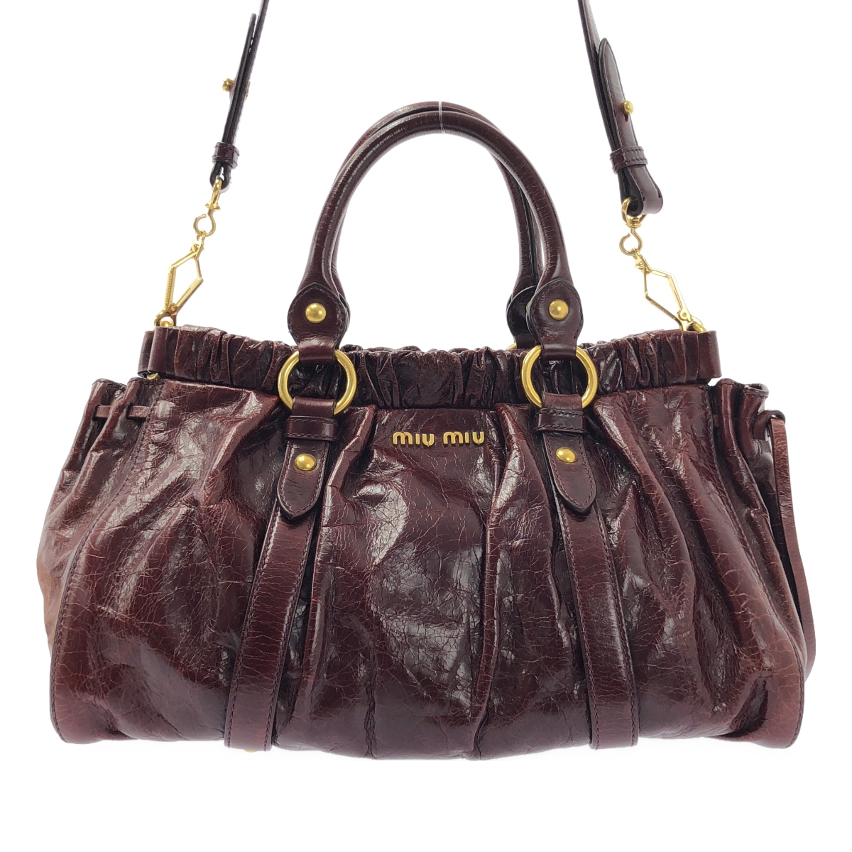 miu miu / ミュウミュウ VITELLO LUX ヴィッテロリュクス 2WAY レザー ハンドバッグ