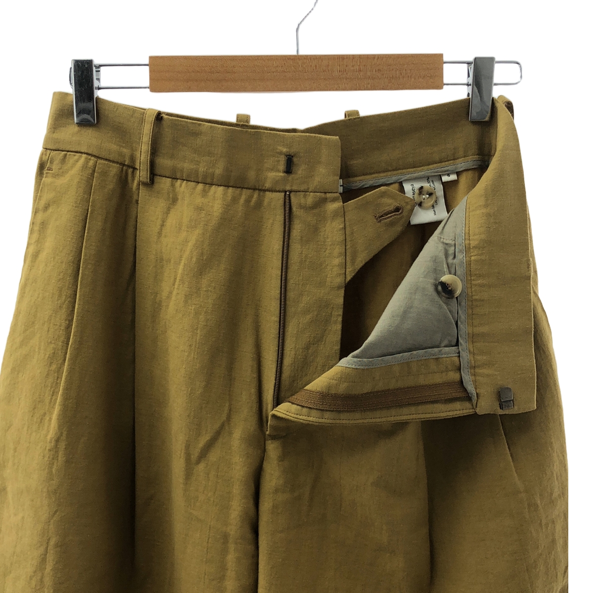 Cristaseya / クリスタセヤ コットン リネン 2タック ワイド スラックス パンツ