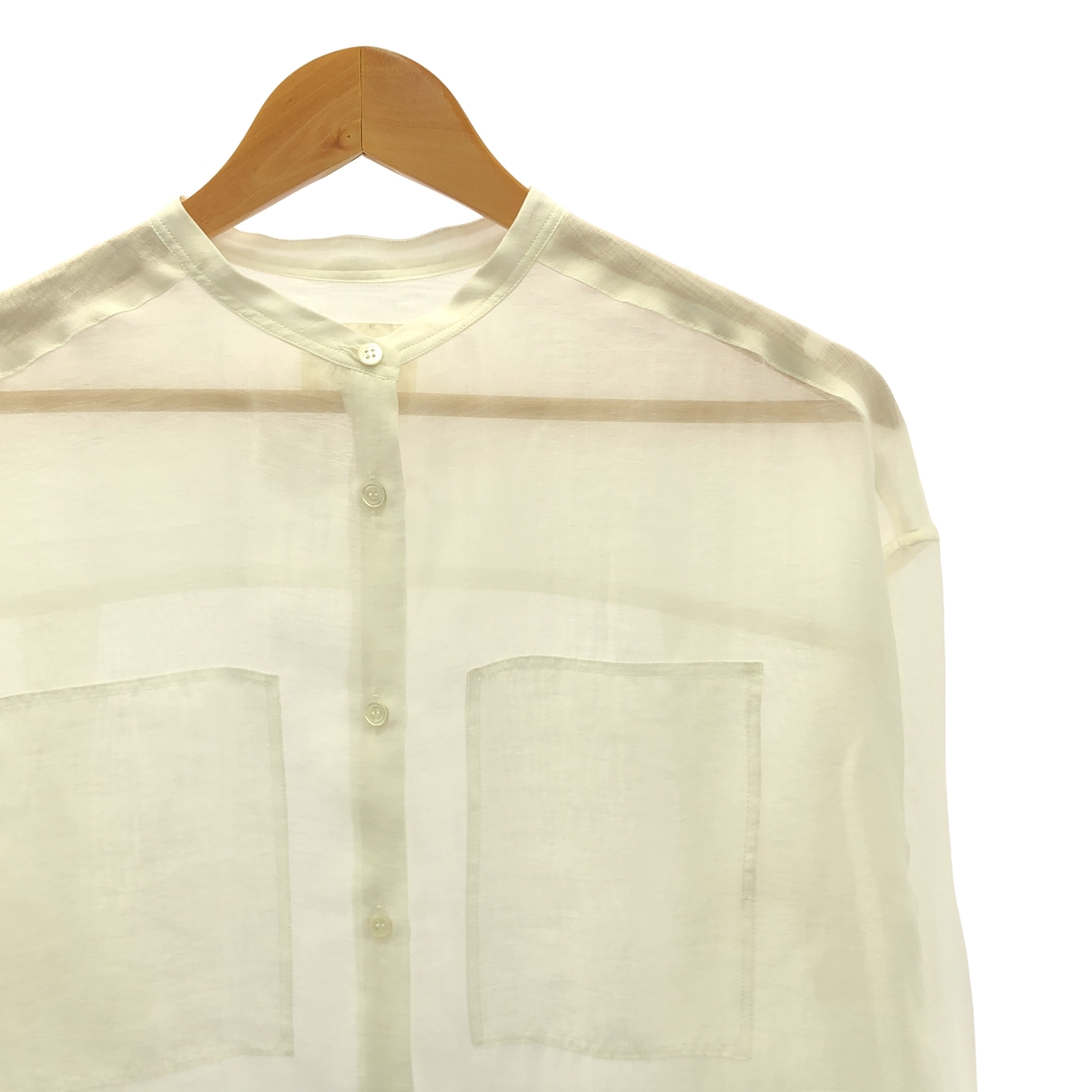 その他 スタンドカラー シアー オーガンジーシャツ