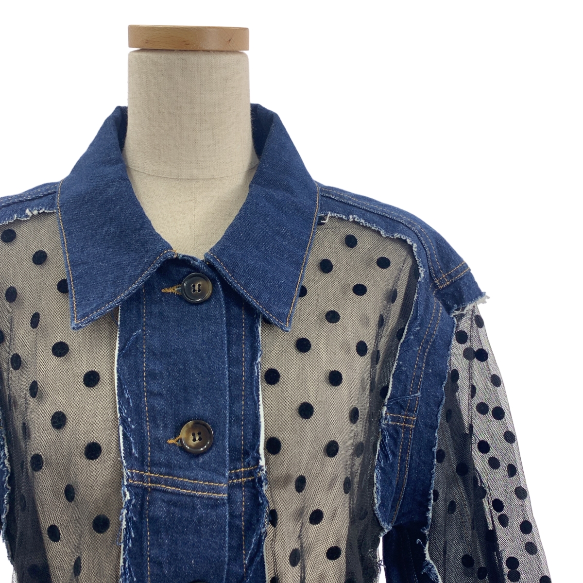 その他 IDOL DENIM JACKET チュール ドット ドッキング デニム ジャケット