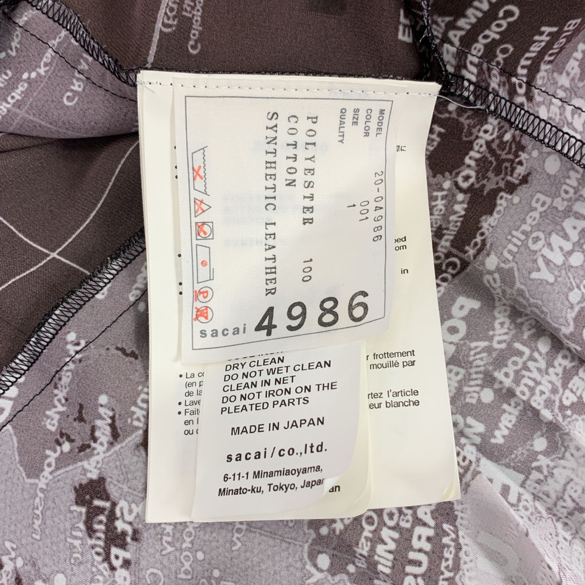 sacai / サカイ WORLD MAP ワールドマップ / プリーツ プリント ロングワンピース