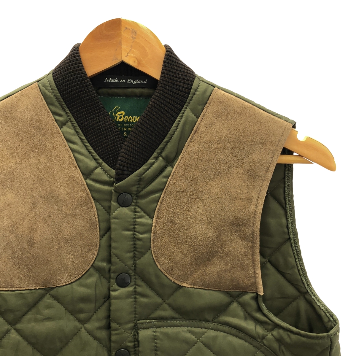 BEAVER OF BOLTON / ビーバーオブボルトン 牛革 スエードレザーパッチ キルティング ベスト