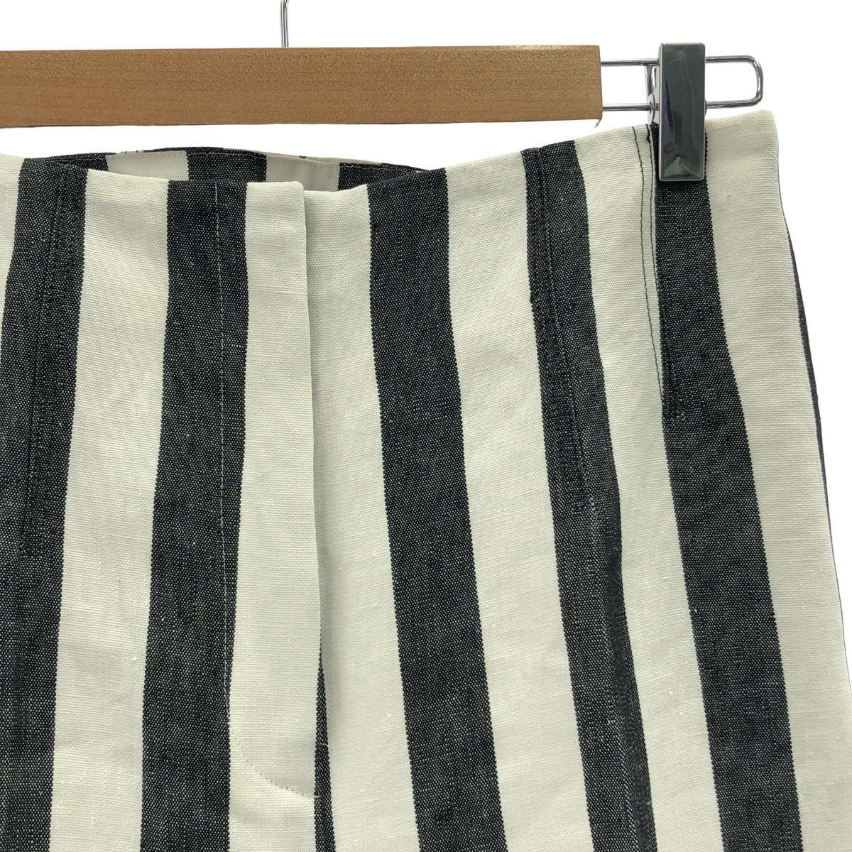 DES PRES / デプレ ヘビーオックスフォードストライプリネン ハイウエストパンツ