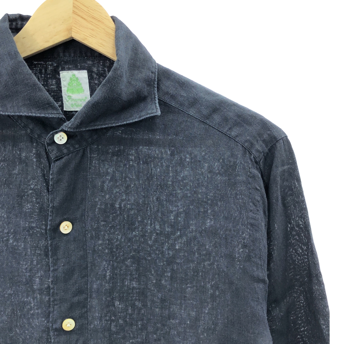 finamore / フィナモレ ホリゾンタルカラー リネン シャツ