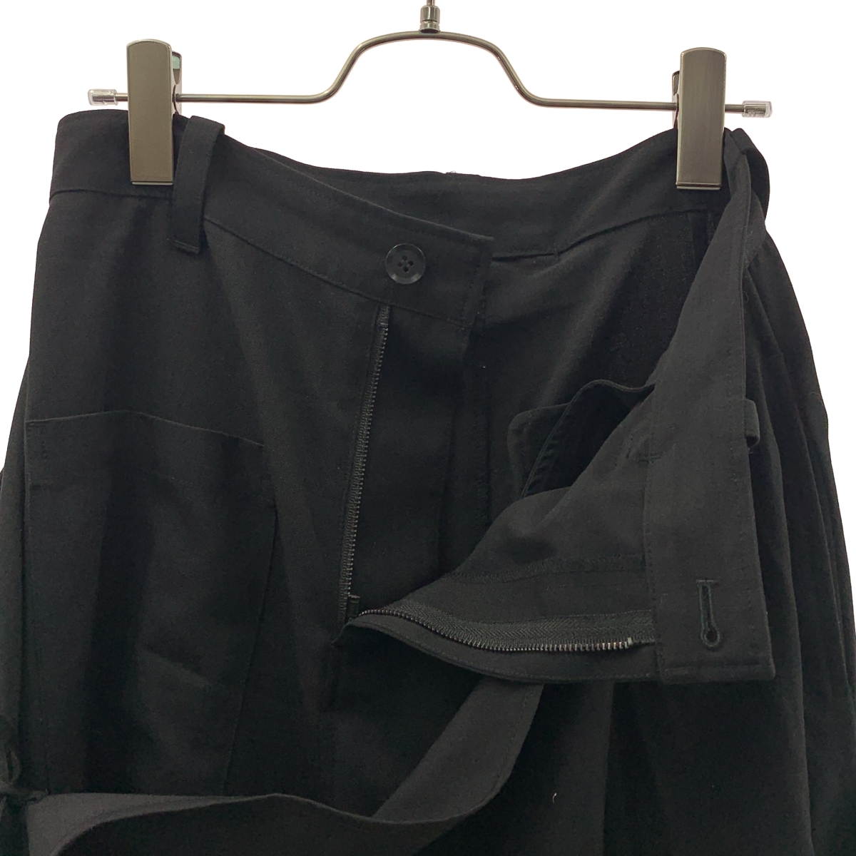 YOHJI YAMAMOTO +NOIR / ヨウジヤマモトプリュスノアール ウール アシンメトリー レイヤード パンツ