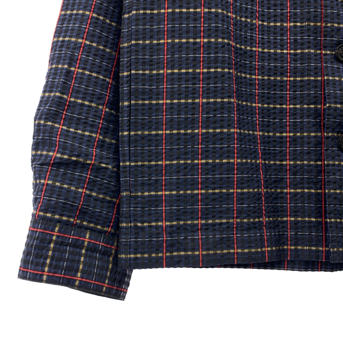 TOMORROWLAND / トゥモローランド シルク シアサッカー チェック ジップシャツ