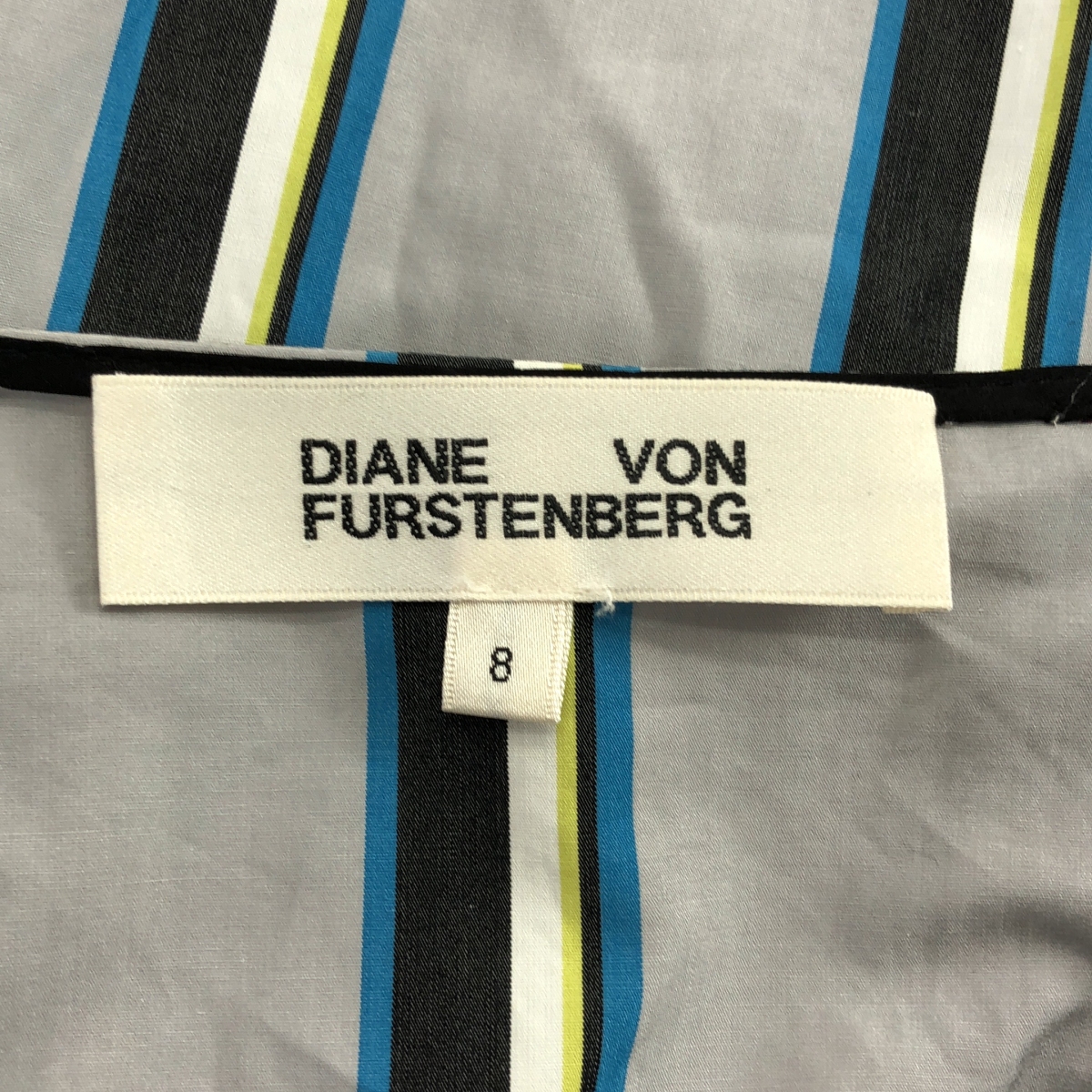 DIANE VON FURSTENBERG / ダイアンフォンファステンバーグ コットン ストライプ バイカラー カシュクール ワンピース