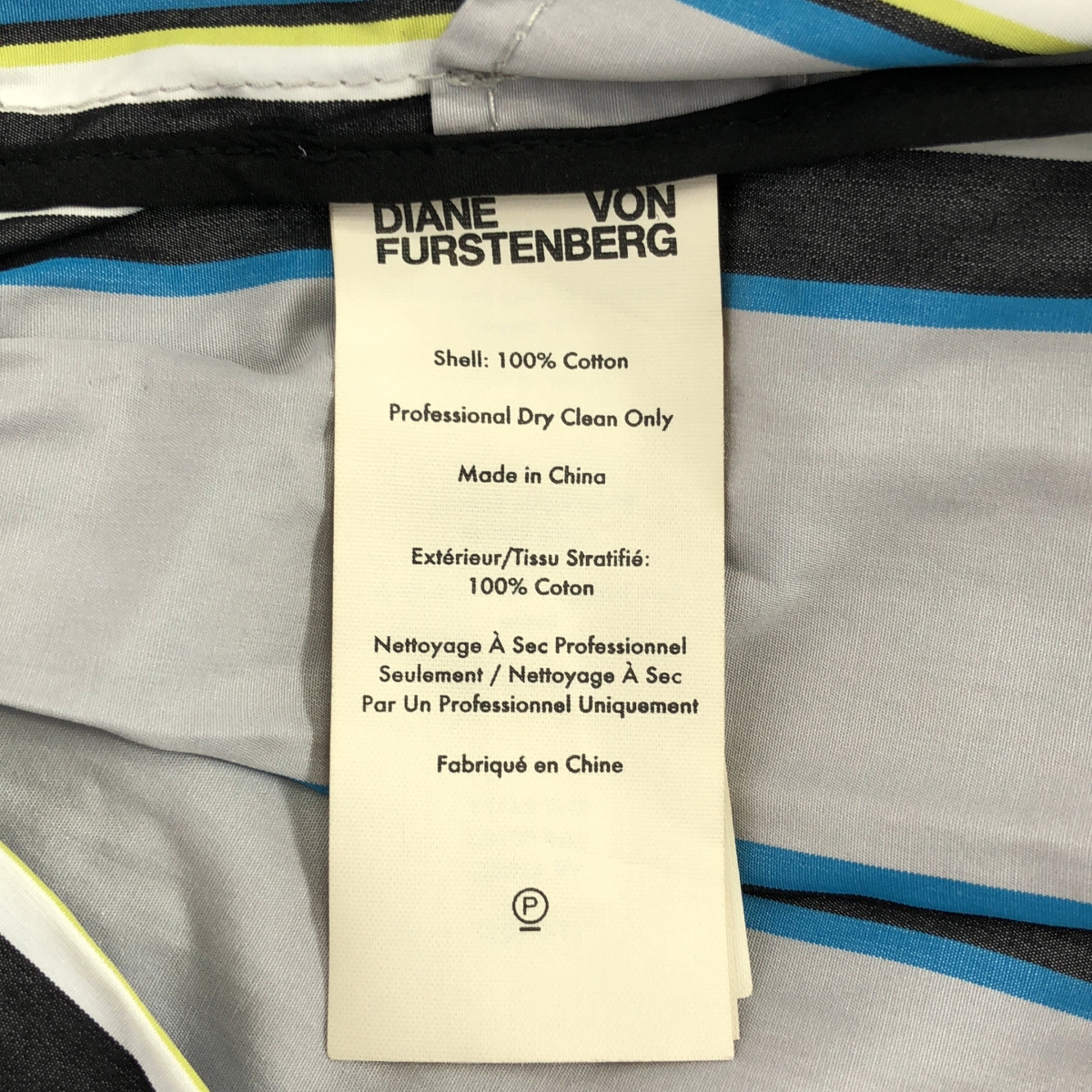 DIANE VON FURSTENBERG / ダイアンフォンファステンバーグ コットン ストライプ バイカラー カシュクール ワンピース