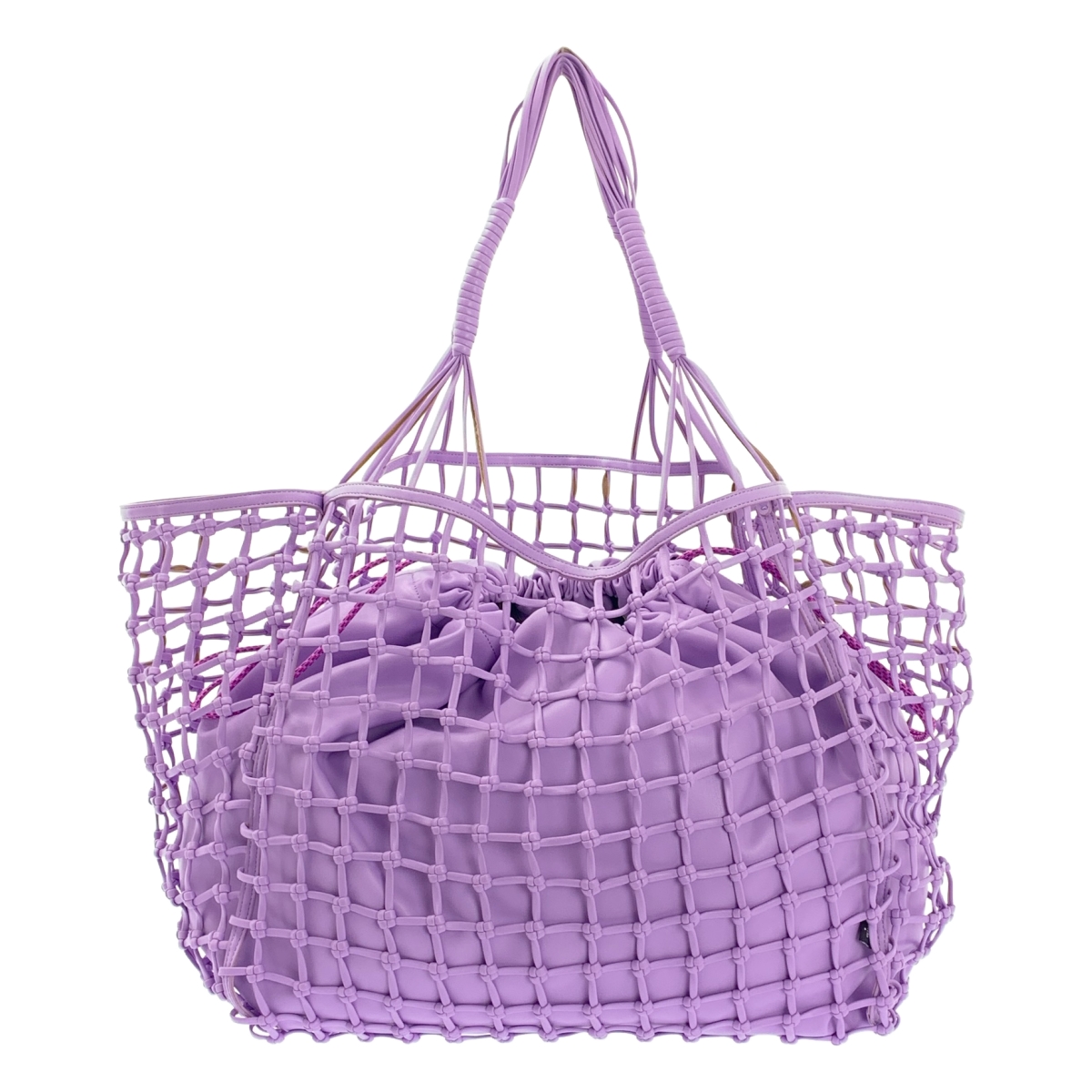 EMPORIO ARMANI / エンポリオアルマーニ レザー 編み込み メッシュ 巾着 ドローストリング バスケット トートバッグ