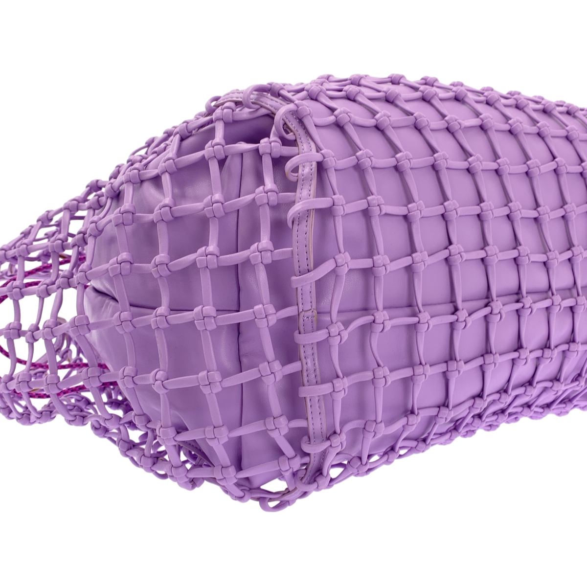 EMPORIO ARMANI / エンポリオアルマーニ レザー 編み込み メッシュ 巾着 ドローストリング バスケット トートバッグ