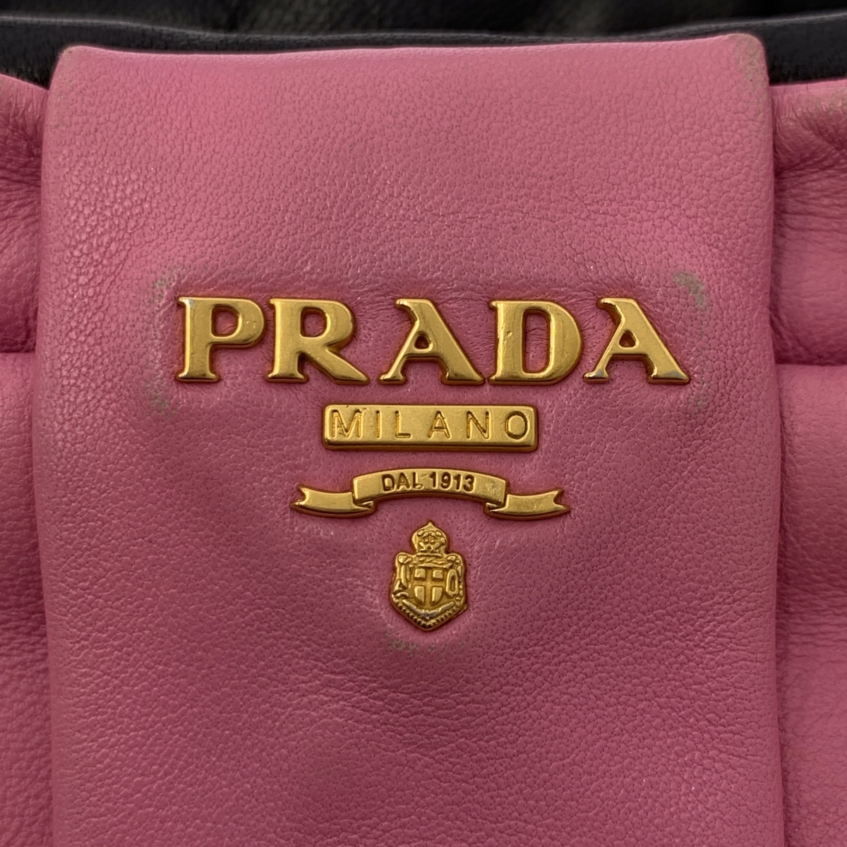PRADA / プラダ 2way ショルダー付き レザー バイカラー リボン ハンドバッグ