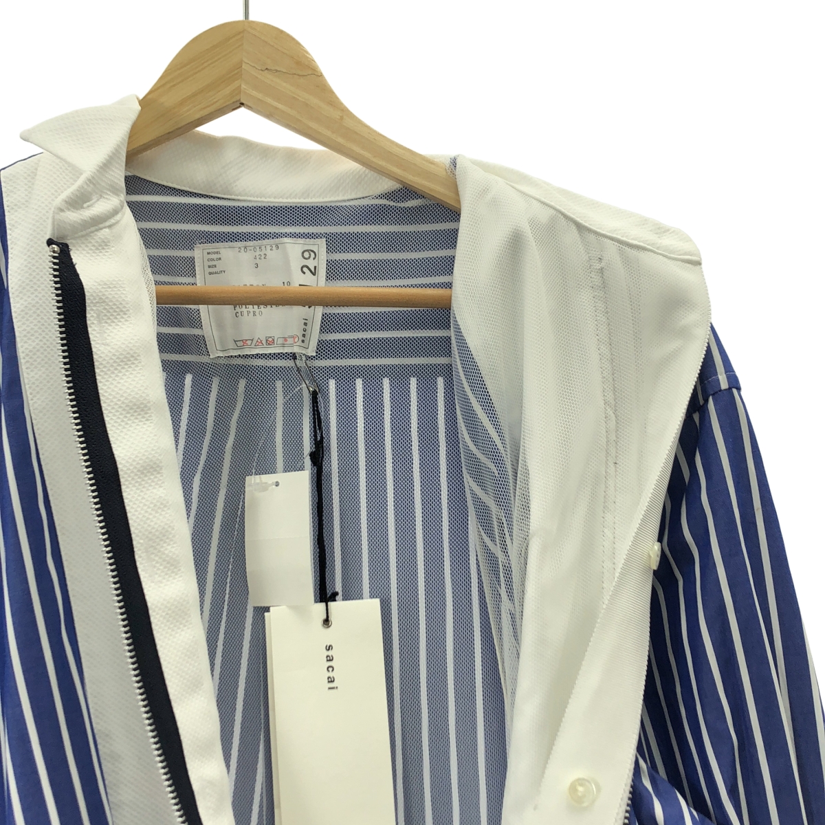 sacai / サカイ Suiting × Cotton Poplin ストライプ ワンピース