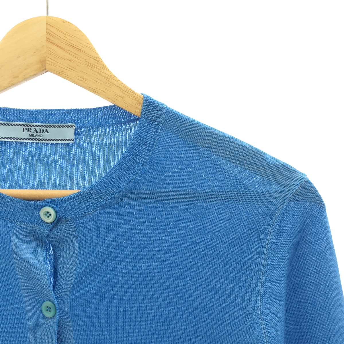 PRADA / プラダ ウール シルク ハイゲージ クルーネック ニットカーディガン