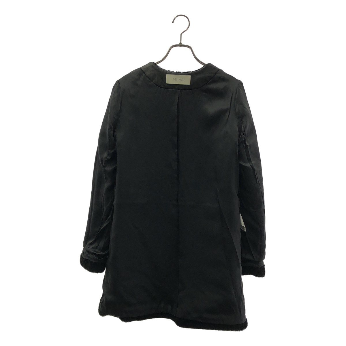 DES PRES / デプレ ダブルジップ ノーカラー コート / 裏地ラムレザー切替