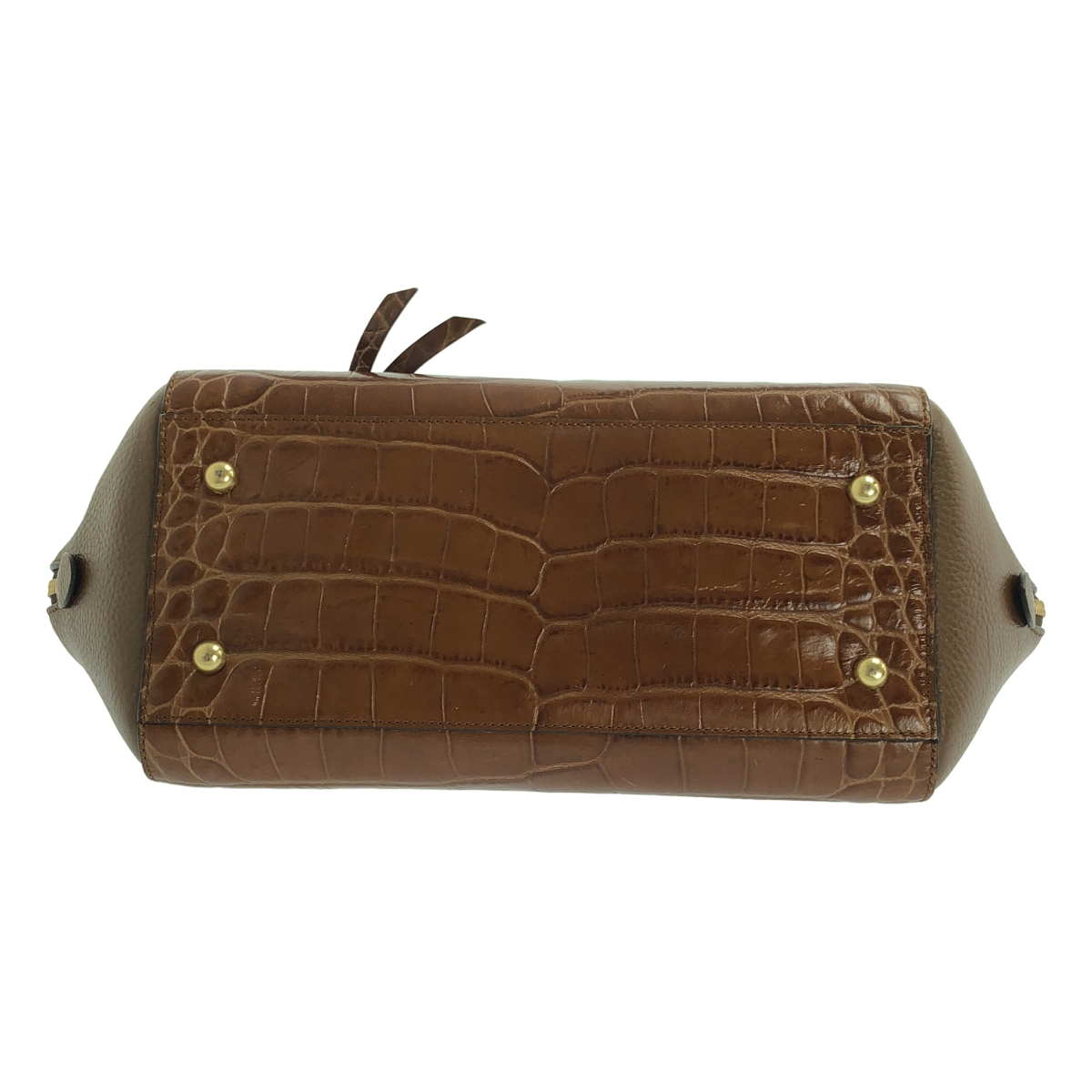 J&M DAVIDSON / ジェイアンドエムデヴィッドソン レザー クロコ型押し ボストン ハンドバッグ