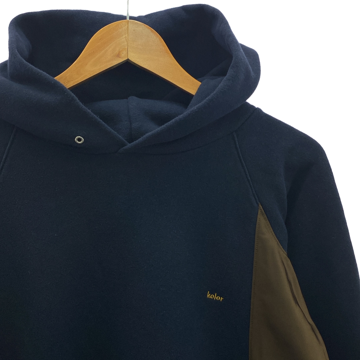 kolor / カラー コットン ナイロン 切替 ロゴ刺しゅう パーカー