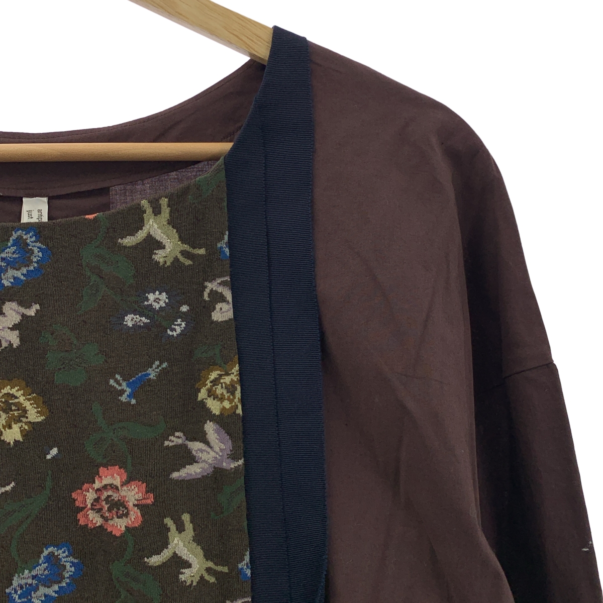 ANTIPAST / アンティパスト 異素材 切替 フラワー ニット ポケット付き ワンピース