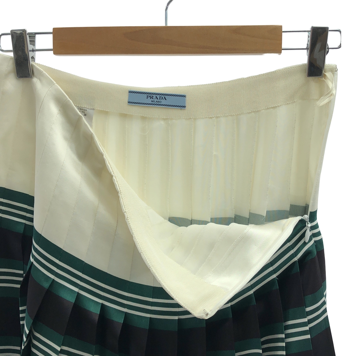 PRADA / プラダ サテン プリーツ 切替デザイン スカート