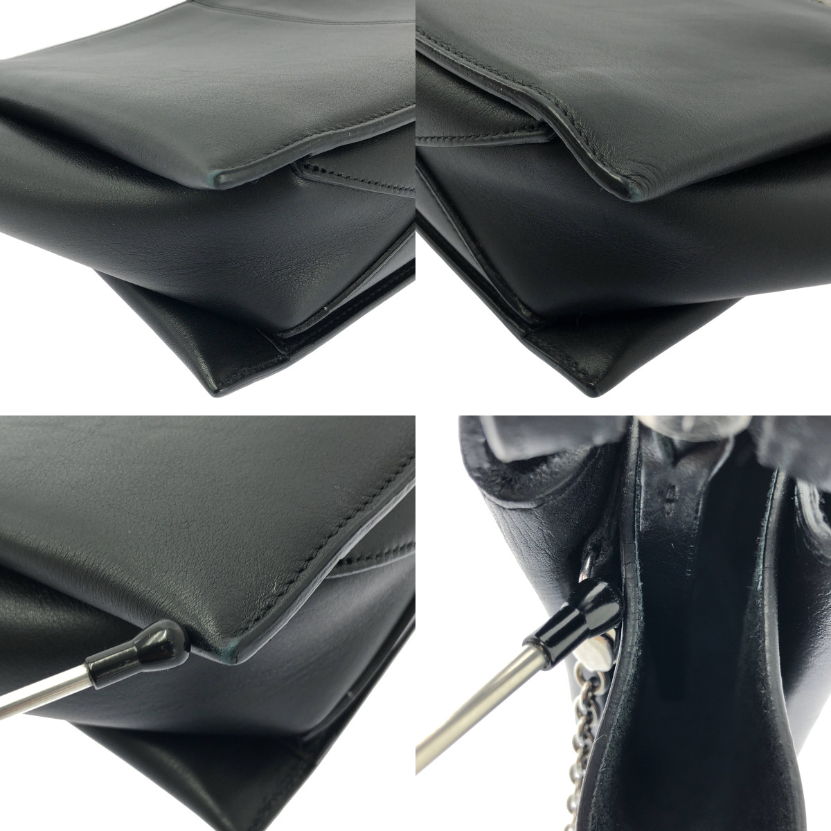 CELINE / セリーヌ CHAIN TRI-FOLD / トリフォルド 2way チェーンショルダー 付き レザー ロゴクラッチ バッグ