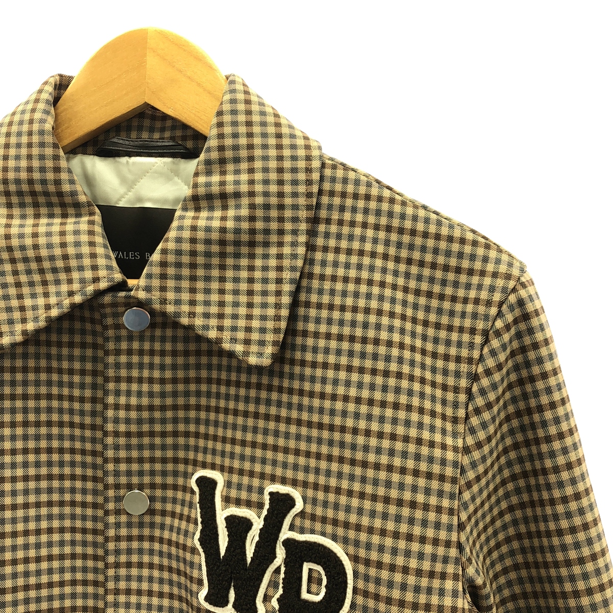 WALES BONNER / ウェールズボナー Homecoming Varsity Jacket コットンレーヨン チェック 中綿 スタジャン