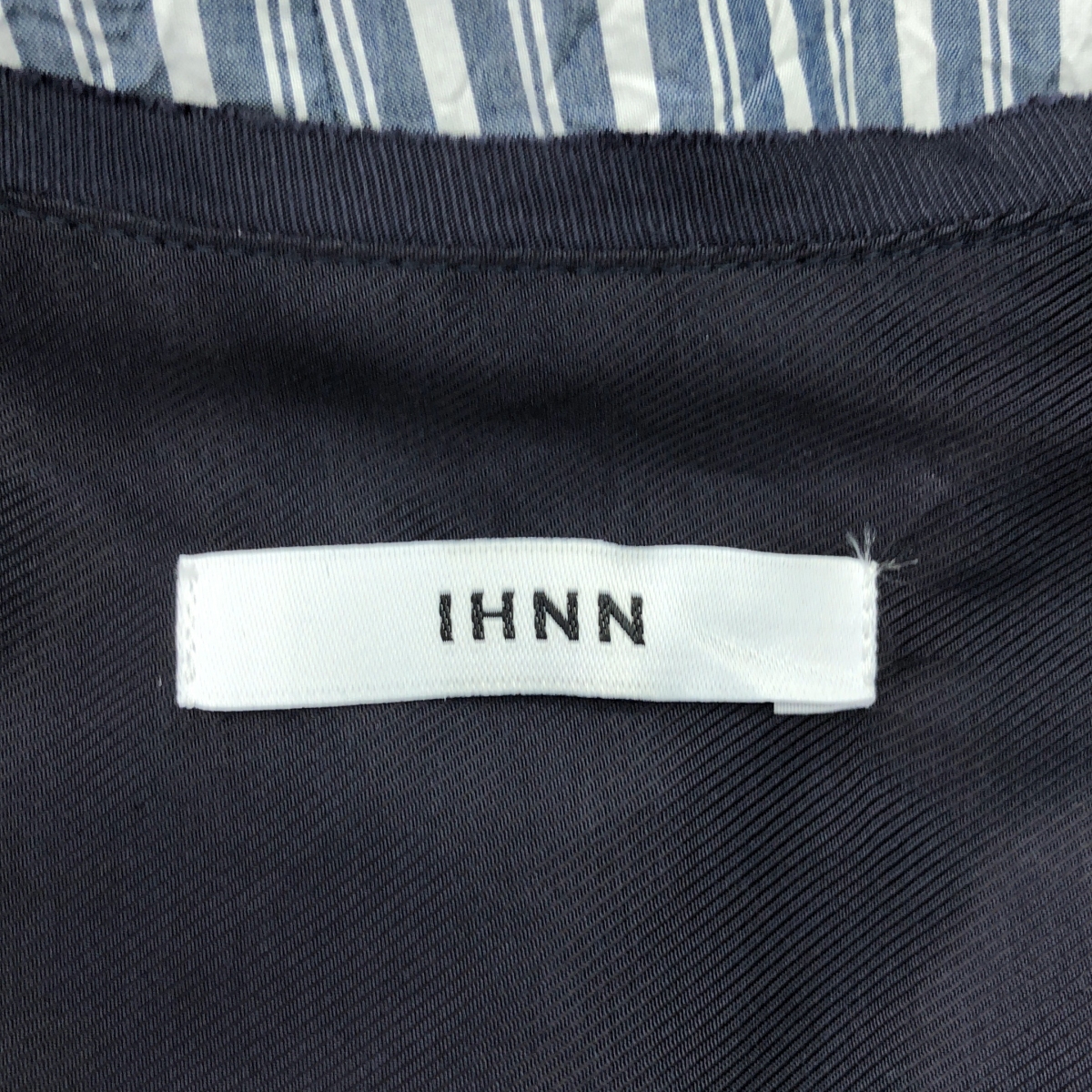 IHNN / イン STRIPE PIPING LONG DRESS / ダブルポケット ノーカラー ワンピース