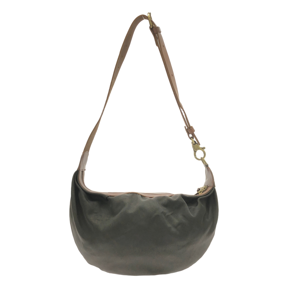 IL BISONTE / イルビゾンテ レザー切替 ナイロン ロゴ ショルダーバッグ