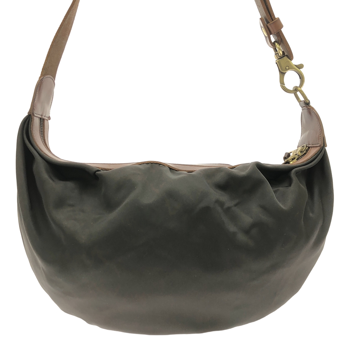 IL BISONTE / イルビゾンテ レザー切替 ナイロン ロゴ ショルダーバッグ