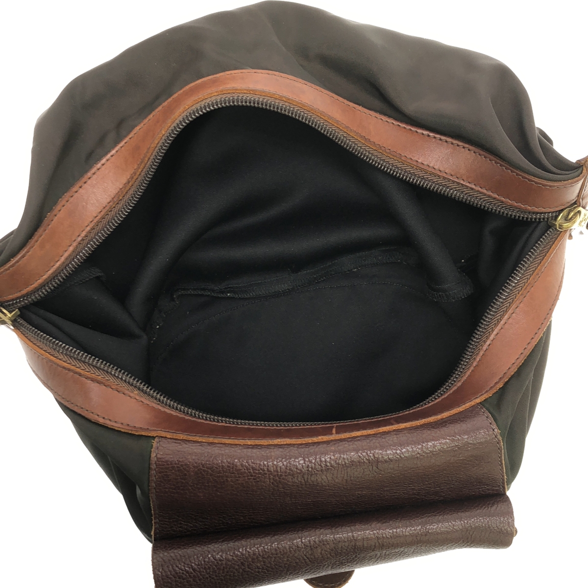 IL BISONTE / イルビゾンテ レザー切替 ナイロン ロゴ ショルダーバッグ