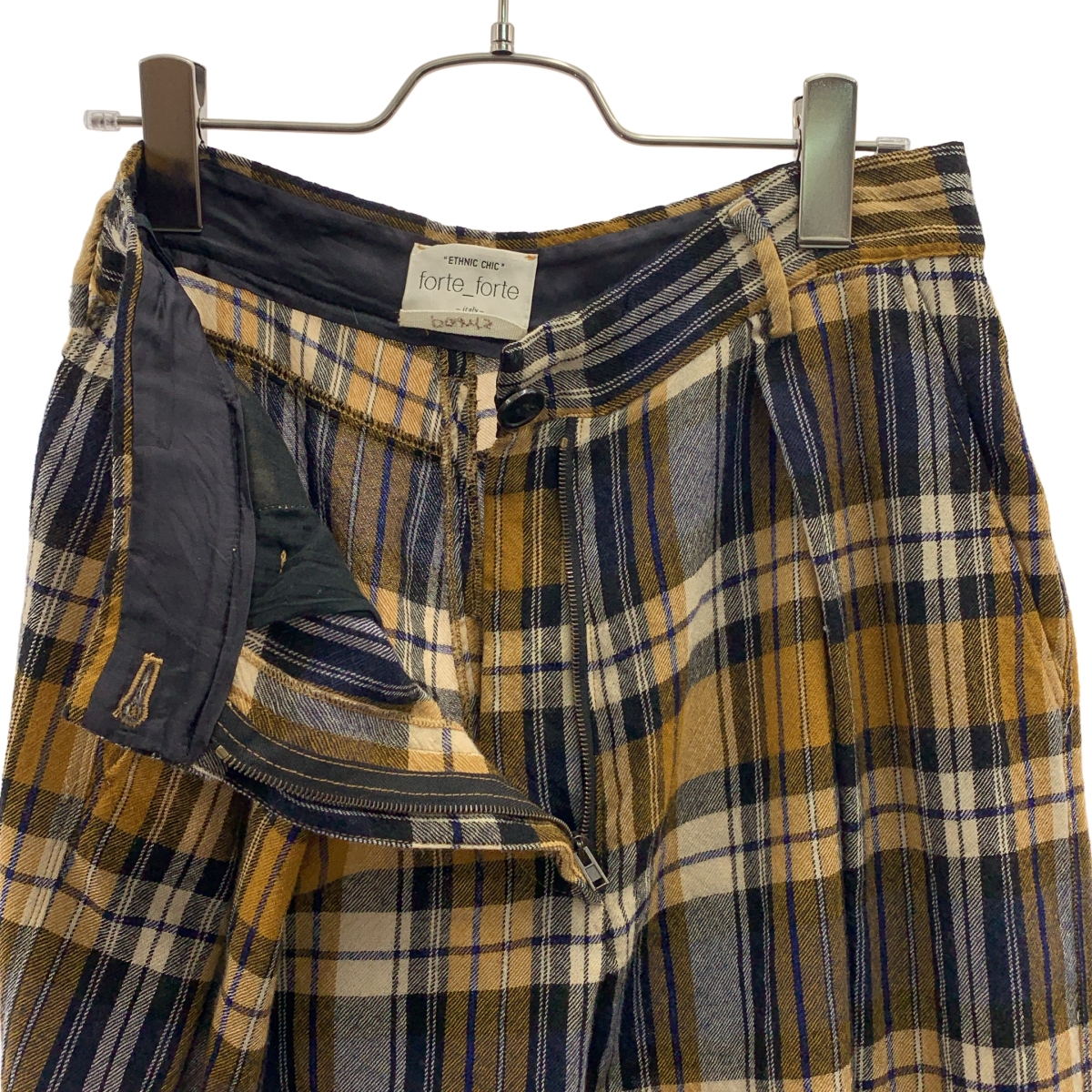 その他 ウール チェック タック ワイドパンツ