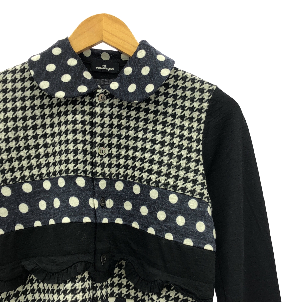 tricot COMME des GARCONS / トリココムデギャルソン ドット 千鳥格子 ラウンドカラー カーディガン