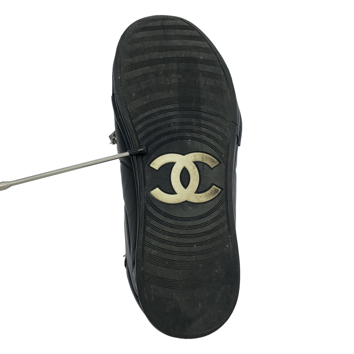 CHANEL / シャネル ココマーク サイドジップ レザー レースアップスニーカー